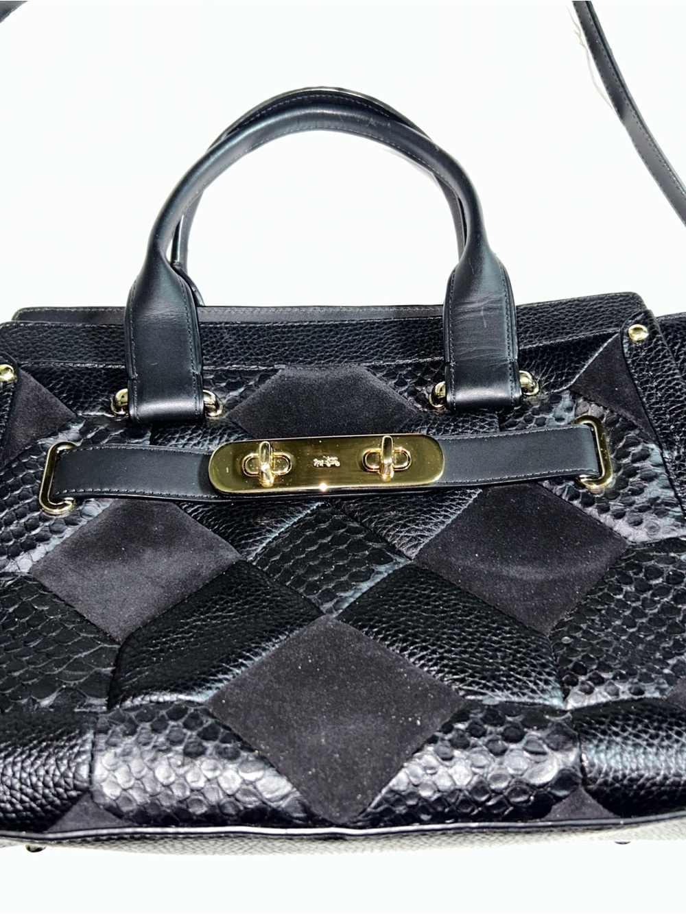 Coach Black Swagger 27 Quilted & Textured Leather Top-Handle Satchel - Picture 13 of 14